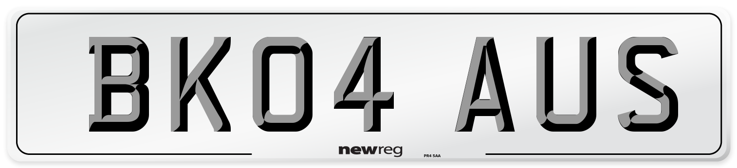 BK04 AUS Number Plate from New Reg